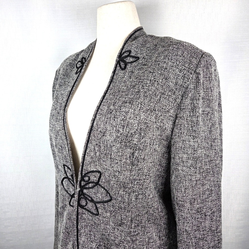 Coldwater Creek Gray Blazer Women's‎ 16 Embroidered Jacket Secretary Corpcore - Picture 2 of 6